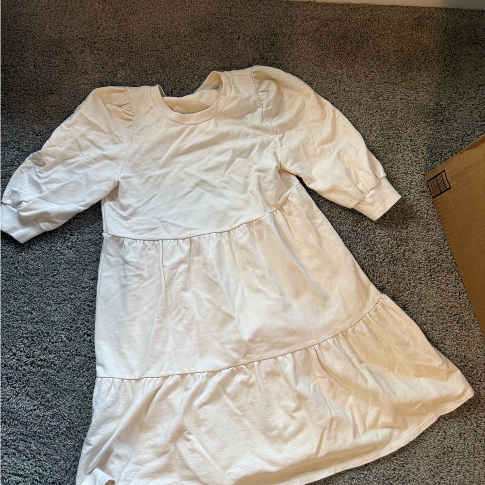 T.La Cream Sweatshirt material dress with cinched puff sleeves size xs
